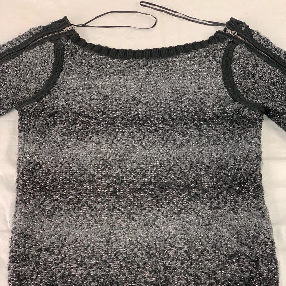 Armani Exchange Womans Black Shoulder Zip Sweater.